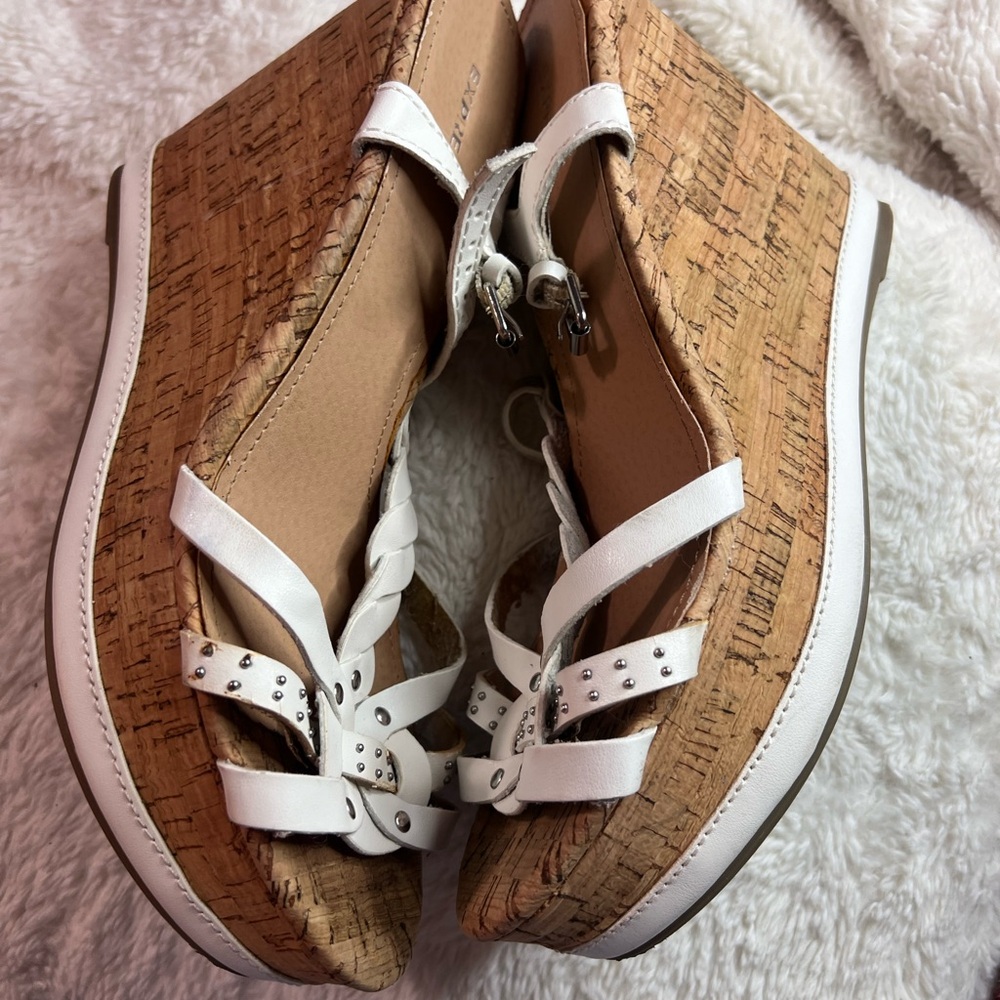Express White Studded Wedge Sandals